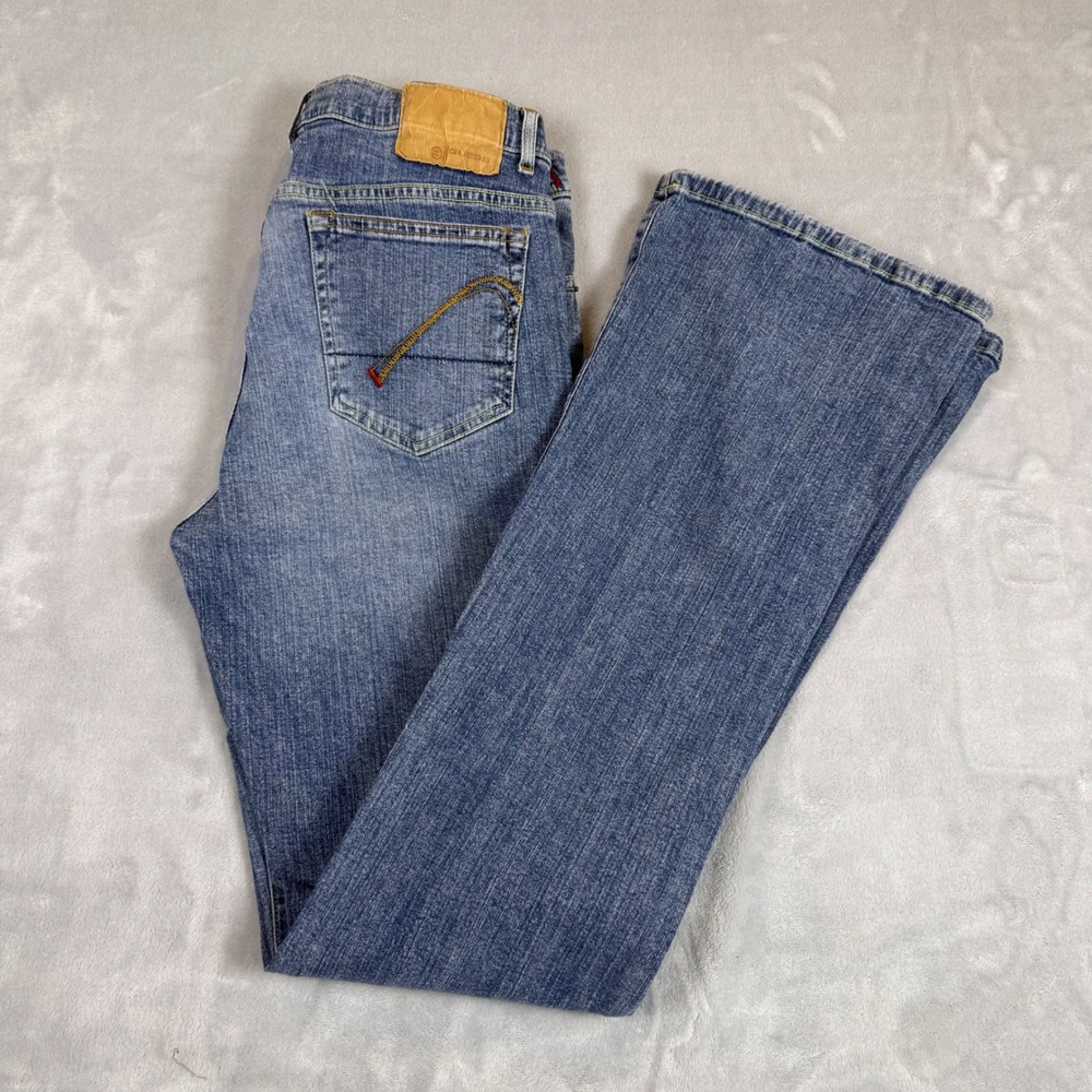 Guess Stretch Denim Low Rise‎ Flare Leg Jeans Womens Size 30 Blue Y2K